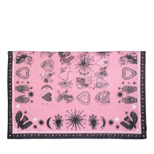 Alexander McQueen Pareo Mystical Scarf Pink/Black Lichtgewicht Sjaal