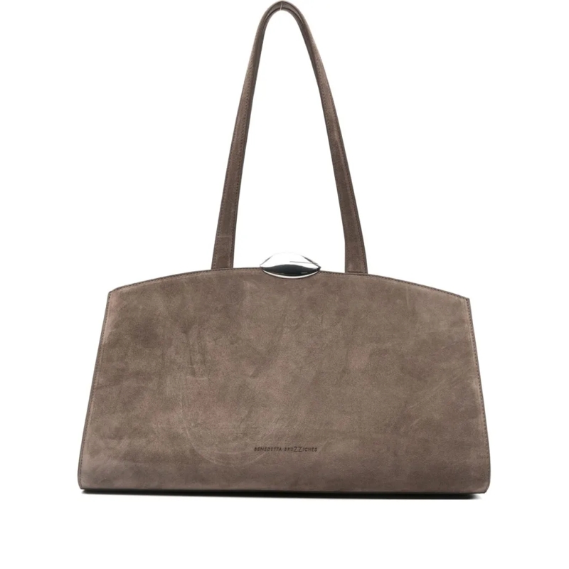 Benedetta Bruzziches Sac à bandoulière Structured Calfskin Handbag With Metallic Clasp Pink