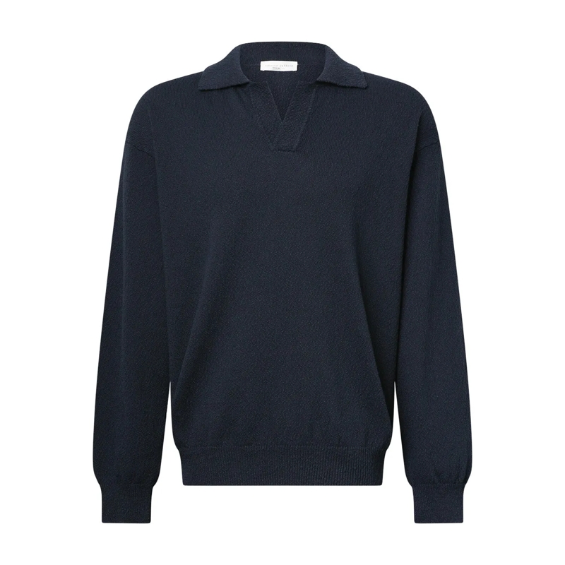 Roberto Collina Polo shirt Langarm-Poloshirt aus Baumwolle blau