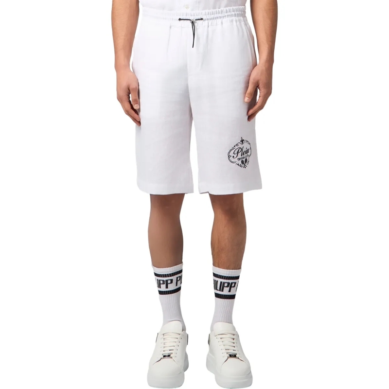 Philipp Plein Shorts Linen Drawstring Shorts Tennis Club weiss(Image 3)