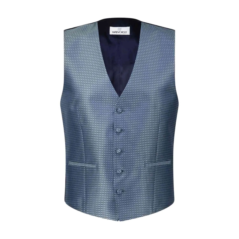 WILVORST Vest Weste mit Jaquard-Muster Blau