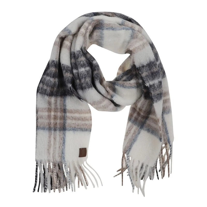 Eleventy Écharpe légère Checked Alpaca-Wool Blend Scarf Neutrals