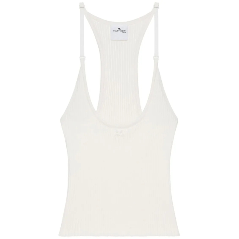 Courrèges Bluse Ribbed Tank Top White
