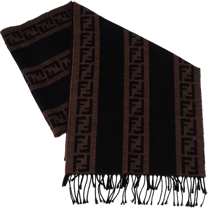 Fendi Wollschal Fendi FF Monogram Wool Scarf Schal schwarz