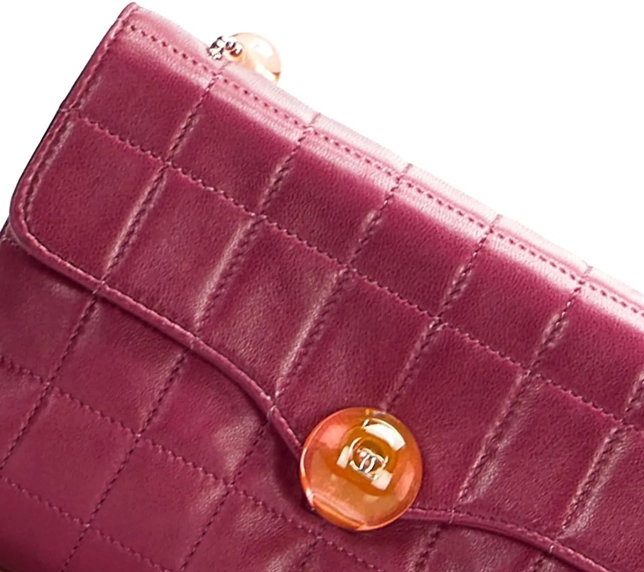 Chanel Shoppers Square Quilted Lambskin Beaded Chain Shoulder Bag in oranje
