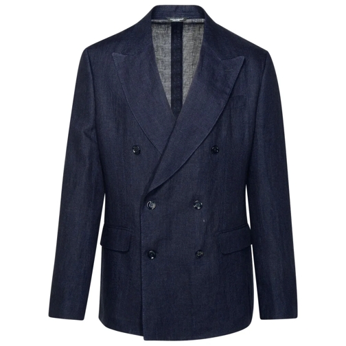 Dolce&Gabbana Blazer Navy Linen Blazer Blue