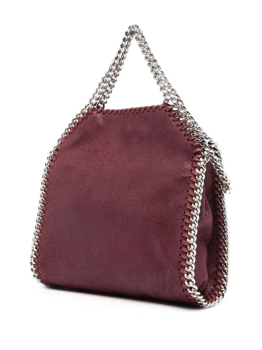 Stella Mccartney Crossbody bags Bordeaux Red Bag With Chain-Link Handles And Logo in rood