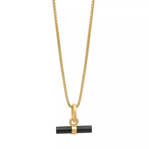 Rachel Jackson London 22K Plated Mini Onyx T-Bar Necklace gold Collier court