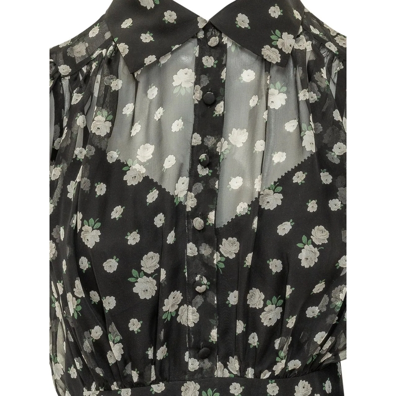 Dolce&Gabbana Minikleid Abito con Maniche Corte a Sbuffo e Stampa schwarz(Image 3)