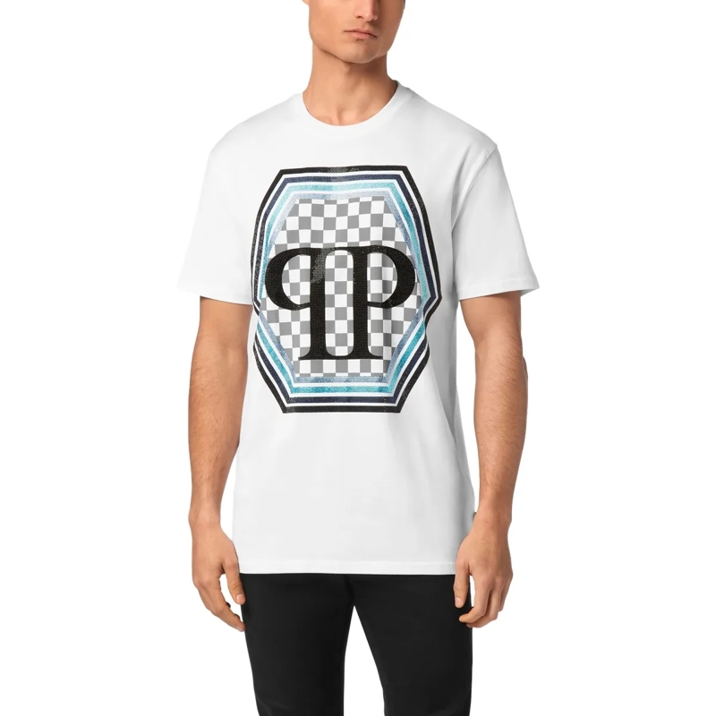 Philipp Plein T-Shirt T-Shirt Hexagon Mit Schmucksteinen weiss(Image 3)