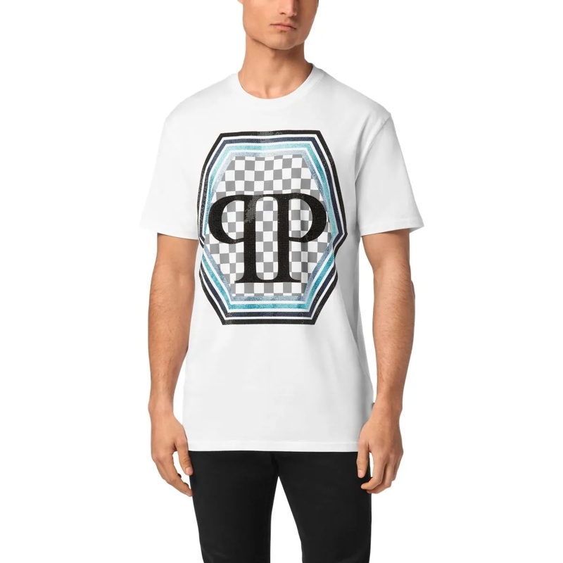 Philipp Plein T-Shirt T-Shirt Hexagon Mit Schmucksteinen weiss(Image 4)