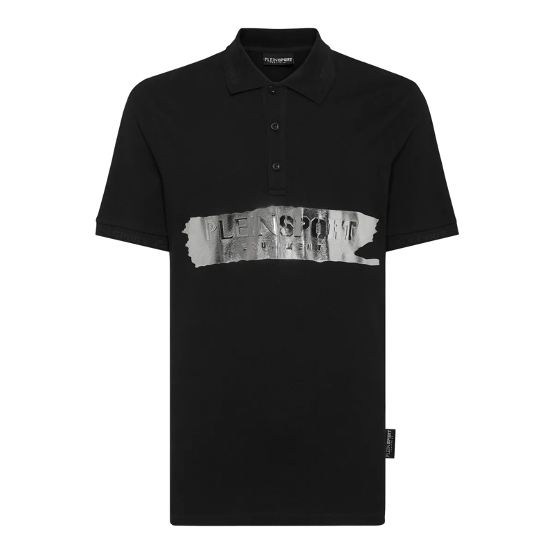 Plein Sport Top Poloshirt Silver Brush schwarz