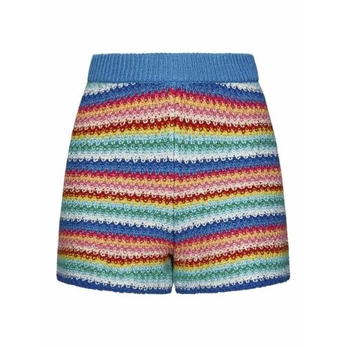 Alanui Multicolor Striped Cotton Knit Shorts. Blue Pantaloncini casual