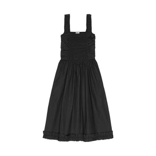 GANNI Popeline-Kleid mit Raffungen 099 black Kleider