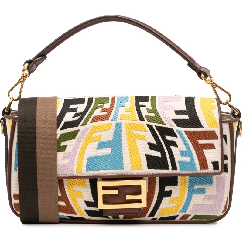 Fendi Schultertasche Sarah Coleman Zucca Embroidered Canvas Fish Eye Ve braun