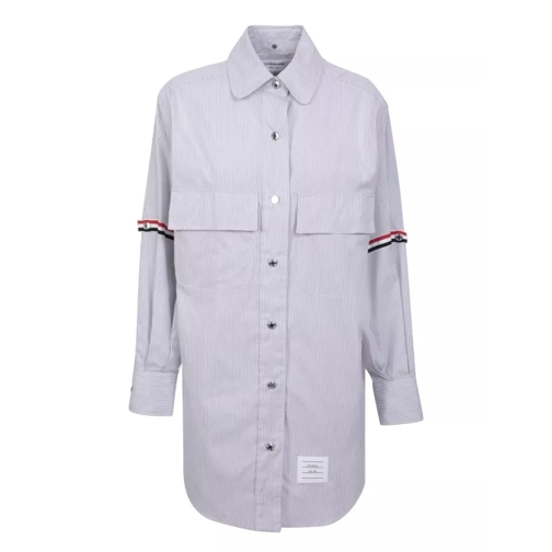 Thom Browne Cotton Poplin Shirt Dress Grey 