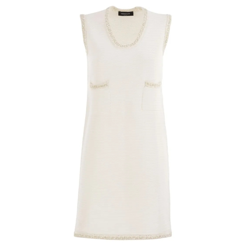 Fabiana Filippi Minikleid Knitted Mini Dress With Sequin Edging White