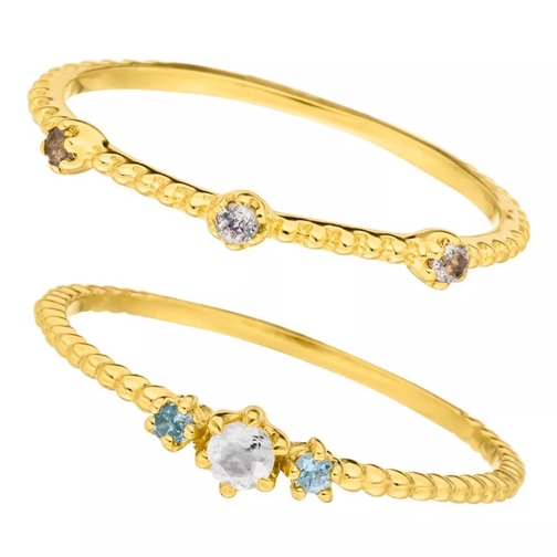 Leaf Ring Set Gorgeous Gems Mix Gold Anello multi-ring