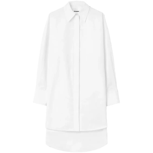 Jil Sander White Long-Sleeve Midi Dress White Midi-klänningar