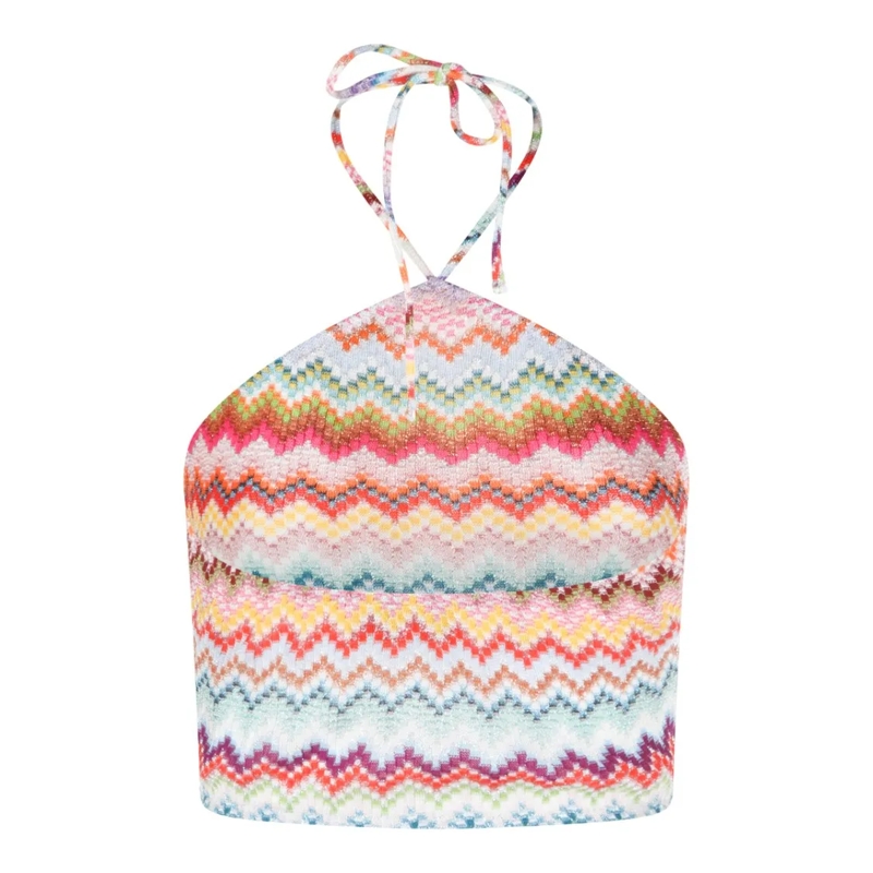 Missoni Blouse Zigzag Halter Neck Top White