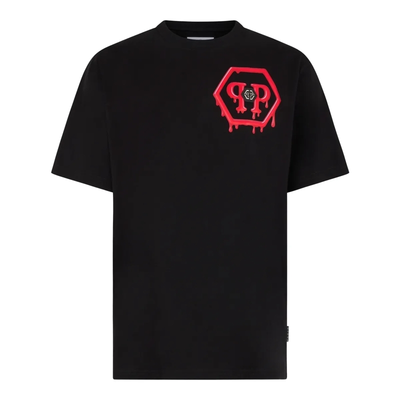 Philipp Plein T-Shirt Round Neck T-Shirt Puffy Hexagon schwarz