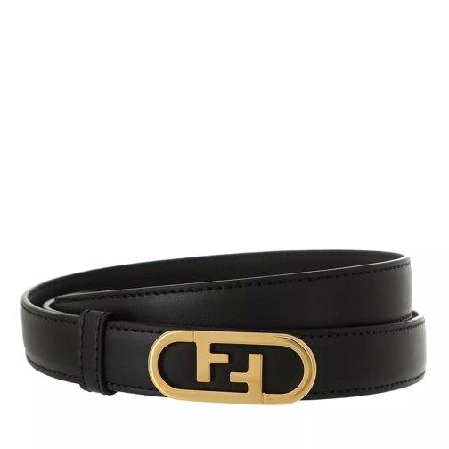 Fendi Narrow O'Lock Stud Buckle Belt Leather Black Dünner Gürtel