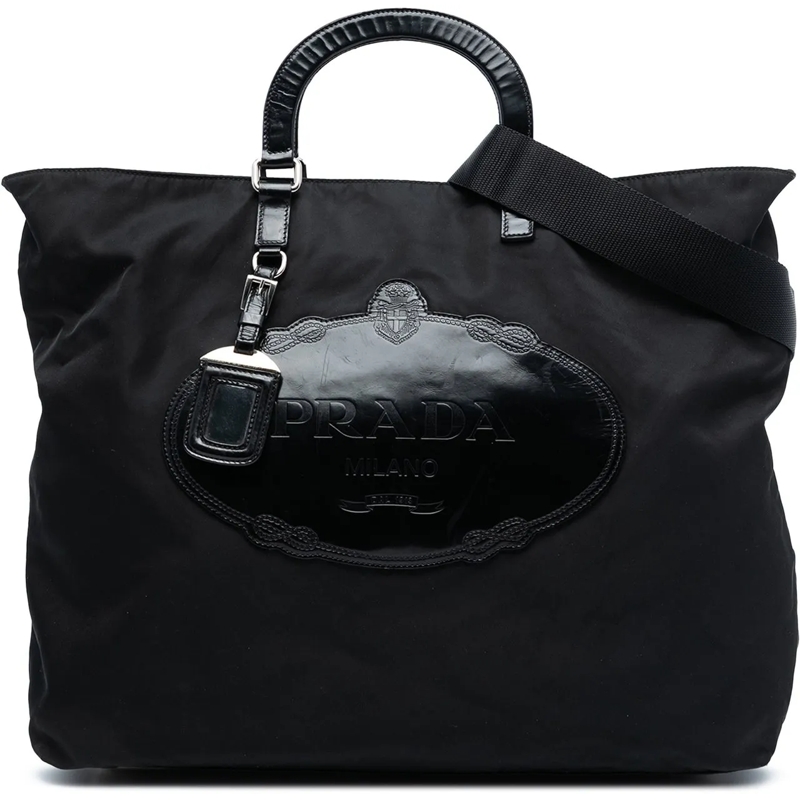 Prada Schultertasche Tessuto Canapa Logo Satchel schwarz