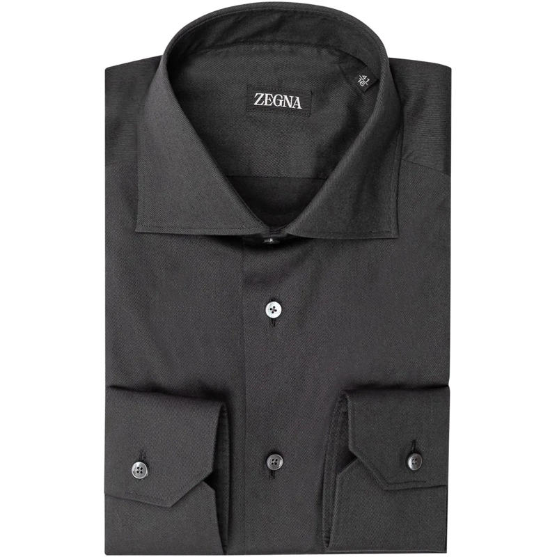 Zegna  Camicia Sartoriale Con Colletto Classico dunkelgrau