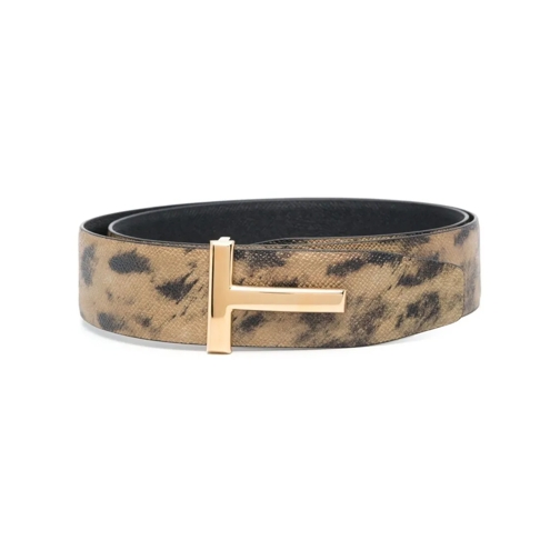 Tom Ford Ceinture en cuir Leopard-Print Leather Belt Brown