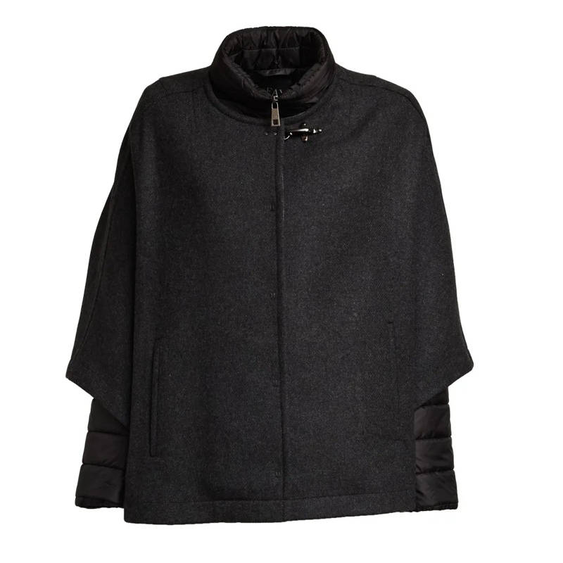 Fay Cape 3-In-1 Double-Faced Carded Wool Mantella Black