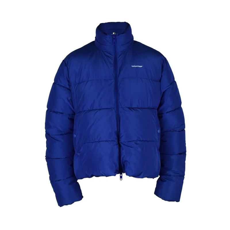 Balenciaga Daunenjacke Electric Blue Quilted Jacket With High Collar Blue
