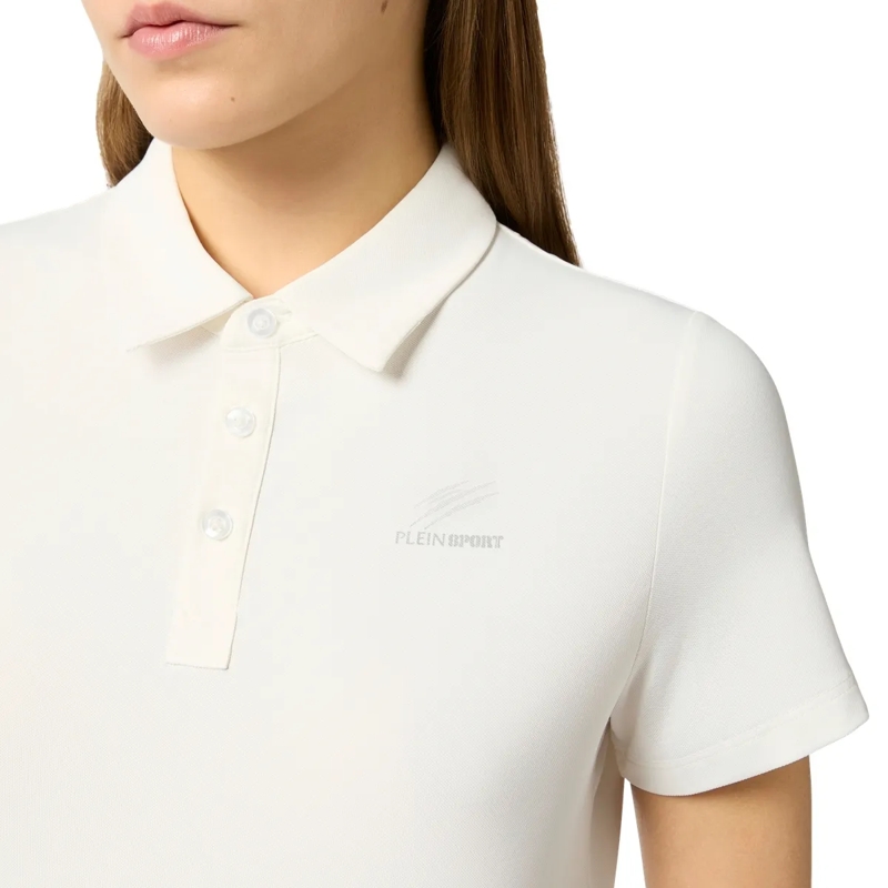 Plein Sport Top Pique Polo T-Shirt Reflective Scratch weiss(Image 2)