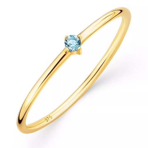 DIAMADA 9K Ring with Topaz Yellow Gold and Swiss Blue Solitaire Ring