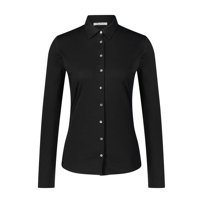Stefan Brandt Blouse Hemdbluse Alma aus Pima-Baumwolle Schwarz