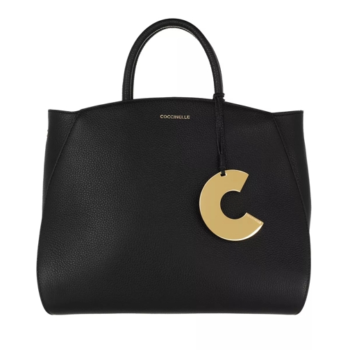 Coccinelle Concrete Handle Tote Bag Noir Rymlig shoppingväska