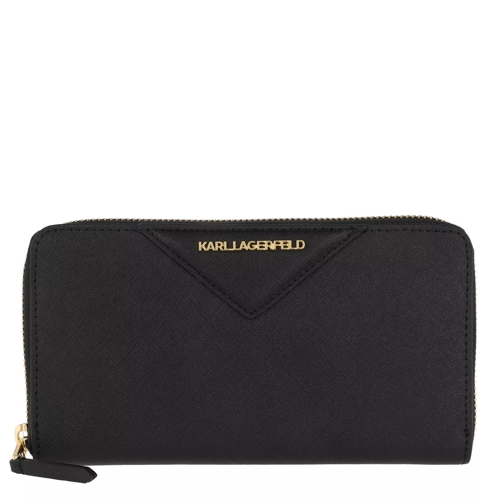 Karl Lagerfeld Klassik Zip Around Wallet Black/Gold Continental Portemonnee