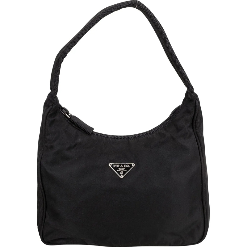 Prada Fourre-tout Prada Black Nylon Triangle Vintage Re-Edition Hand schwarz