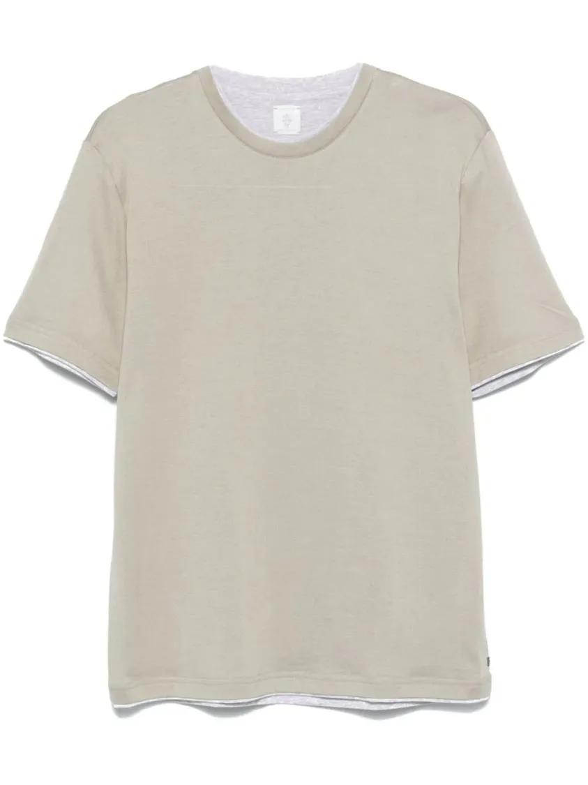 Eleventy - Contrasting-Border T-Shirt - Größe XXXL - beige