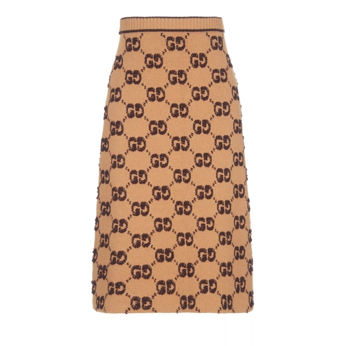 Gucci Soft Wool GG 2668 camel/brown Midi-kjolar