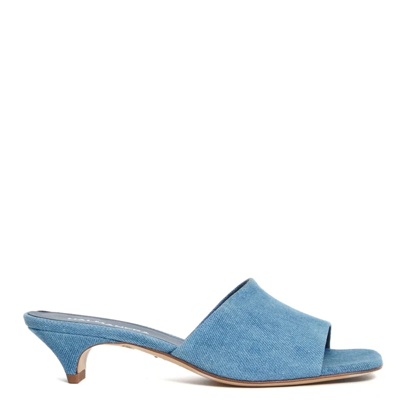 Halmanera Pumps Jeans Slides, 40Mm Heel Blue