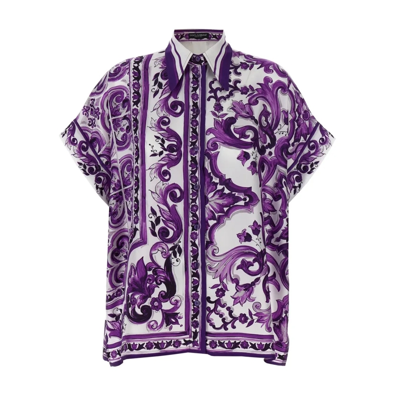 Dolce&Gabbana Bluse 'Maiolica' Print Shirt Purple