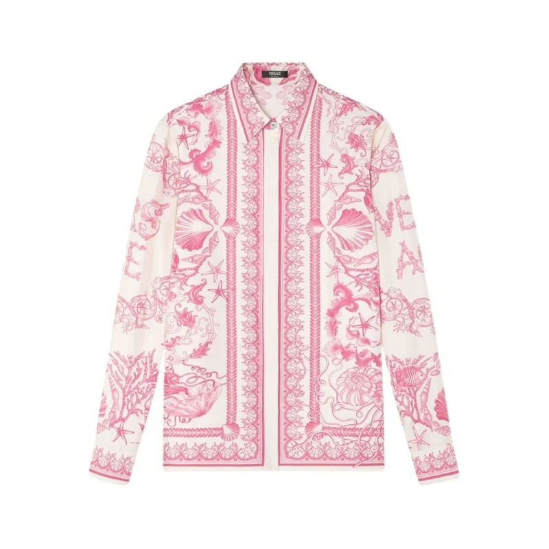 Versace Hemd Underwater Barocco Print Long-Sleeved Shirt Pink