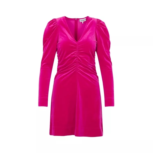 GANNI Velvet Love Potion Recycled Polyester Mini Dress Pink 