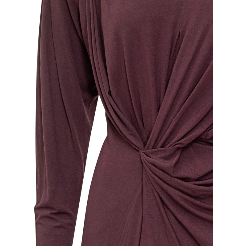 Iro Mini-robe Iro Abito Drappeggiato Bordeaux con Scollo a V braun(Image 4)