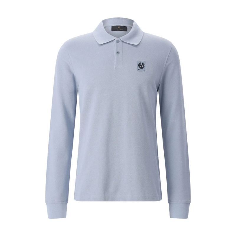 Belstaff Poloshirt Langarm-Poloshirt aus Baumwolle blau