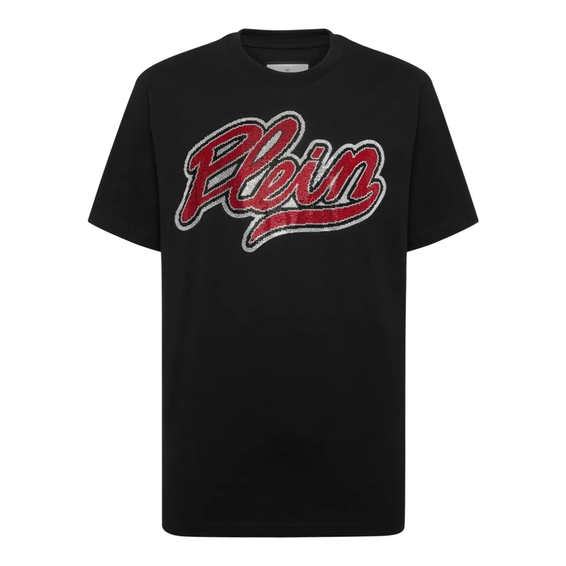 Philipp Plein T-Shirt T-Shirt Rundhalsausschnitt Ss Signature Verziert schwarz
