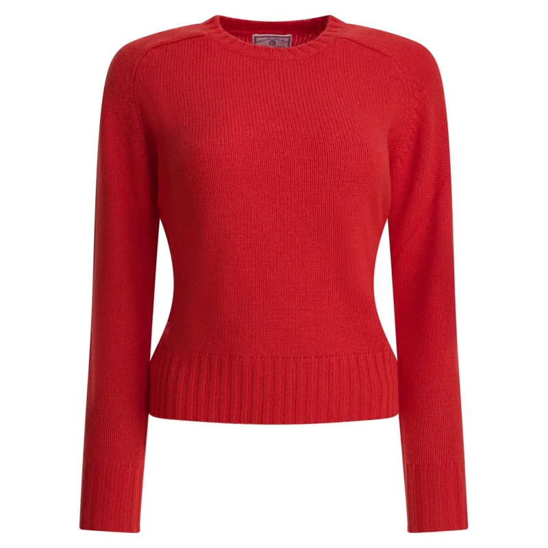 Ines De La Fressange Pull Classic Red Knitwear With Ribbed Details Red