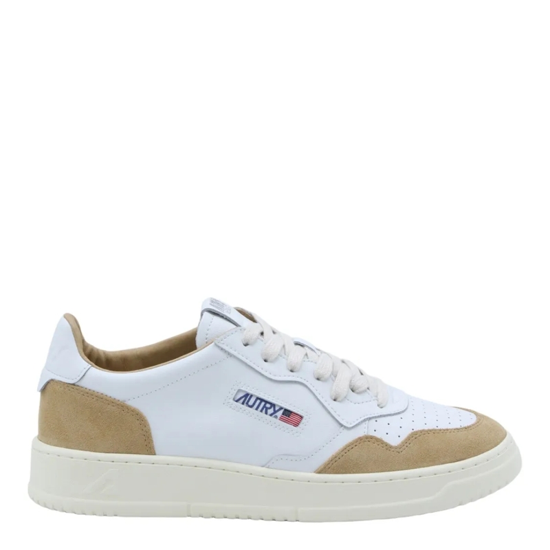 Autry International Lage-top sneaker White Leather Sneakers With Suede Overlays And Cla White