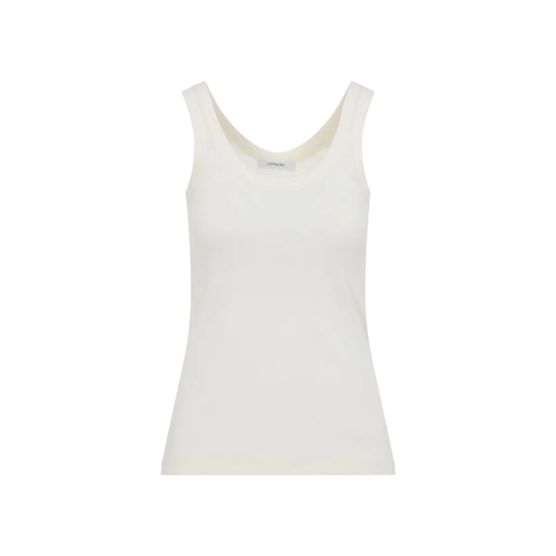 Lemaire Bluse Scoop Neck Cotton Tank Top With Minimalist Design White
