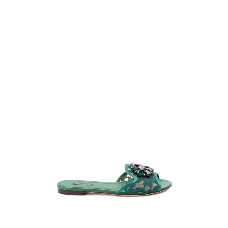 Dolce&Gabbana `Rainbow` Slides With Brooch Detailing Green